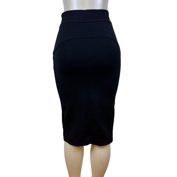 Diane VonFurstenberg Black Wool Blend Pencil Skirt High Waist Design Sz 4 - Picture 3 of 5